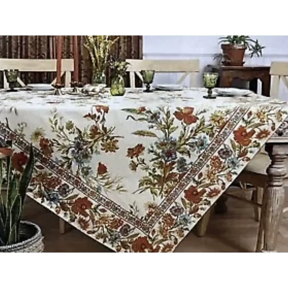 April Cornell Tablecloth 60X84” Wildflowers 3 Matching Kitchen Dish Tea Towels
